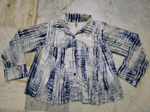 Blue Tie-Dye Shirt Tunic Top
