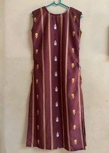 Maroon Striped Kurta Set with Pants