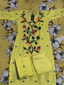 Yellow Embroidered Kurta Set