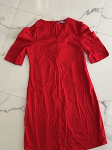 V-Neck Red Dress