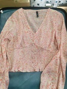 Rio, Pink Floral Smocked Puff Sleeve Top