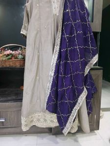 Elegant Purple Embroidered Kurta Pant Dupatta
