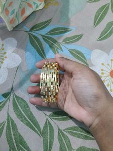 Golden Bangles with Rhinestones😍