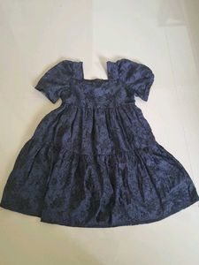 Chic Navy Floral Tiered Dress