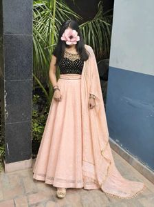 Black Velvet Sequins work Choli