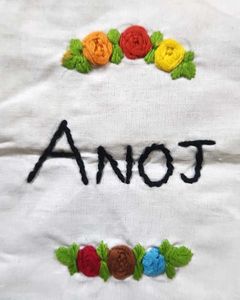 Hand Embroidered White Fabric handkerchief