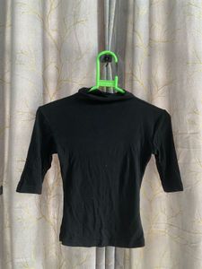 Black Mock Neck 3/4 Sleeve Top