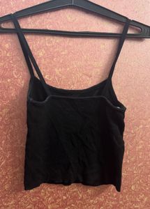 Black "Are We Having Fun Yet?" Crop Top