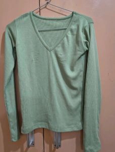 Light Green V-Neck Long Sleeve Top❤️🤌