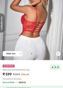 Red Lace Bralette Top
