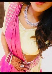 Cream &amp; purple Lehenga choli set