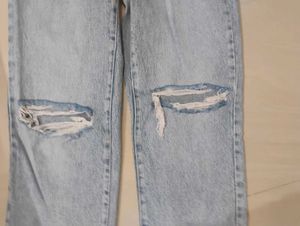 Ripped Knee Wide Leg Jeans