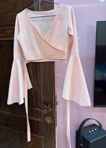 Pink Bell Sleeve Wrap Top