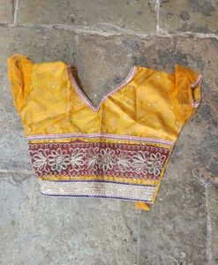 Yellow Embroidered kids Lehenga Choli