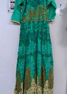 Embroidered Green long gown