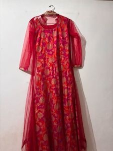 Elegant Red Floral Ethnic Gown