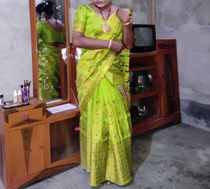 Green Colour Saree Or Makhala Sador