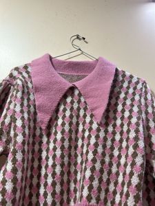 Pink &amp; Brown Pattern Knit Sweater