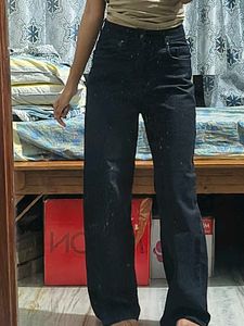 SASSAFRAS  High Waisted Black Wide Leg Jeans