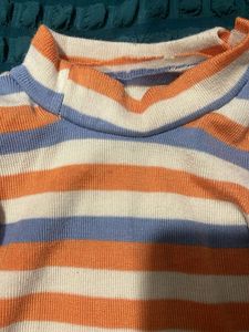 Striped Mock Neck Top