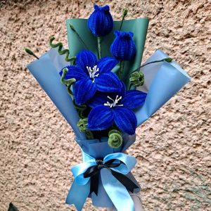 Handmade Blue Velvet Flower Bouquet