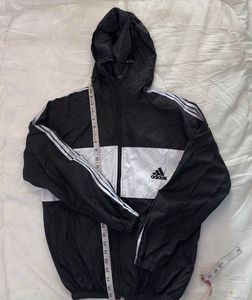 Adidas Men's Black &amp; White Windbreaker Jacket