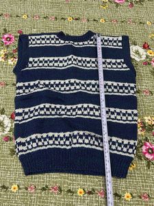 Navy &amp; White Striped Knit Vest