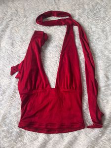 Red Halter Neck Crop Top( savana)