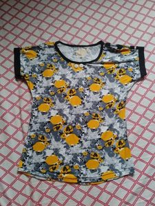 Cute Yellow Floral Print Top