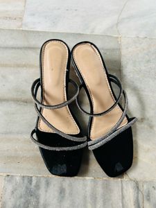 Sparkling Block Heels Mules