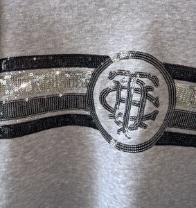 Grey Cropped Sweatshirt with Sequin Detail