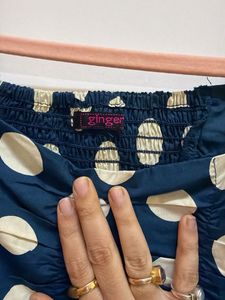 Navy Blue Polka Dot Crop Top