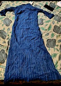 Blue Striped Collared kurta