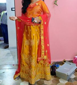 Trending Colour Mustard Red Lehanga ❤️🌼