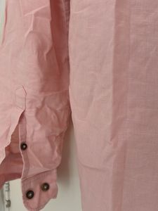 Men's Pink Casual Linen Shirt