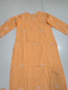 Peach Chikankari Kurta Set