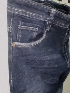 Dark Wash Jeans with White Stitching