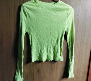 Lime Green Ribbed Long Sleeve Top