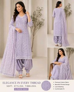Lavender Printed Kurta Set