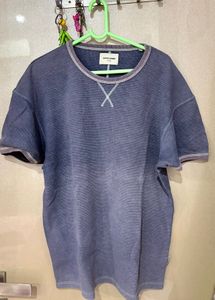 Jack & Jones Blue Textured drop shoulder T-Shirt