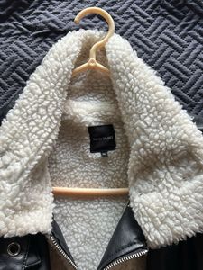 Faux Leather Sherpa Lined Jacket