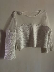 Sheer Lace Sleeve Top/Blouse