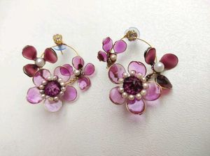 Resin Floral Hoop Earrings