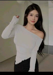 Chic One-Shoulder Long Sleeve Top , trendy