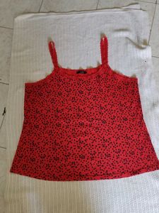 George Red Cami Top with Black Dots