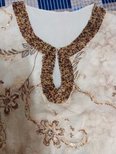 Golden Cream Kurta Set For Party