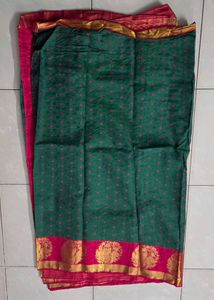 Green &amp; Mirchi Red Kanchivaram Silk Sari