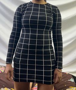 Chic Black &amp; White Grid Dress