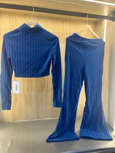 Blue Ribbed Co-ord Set