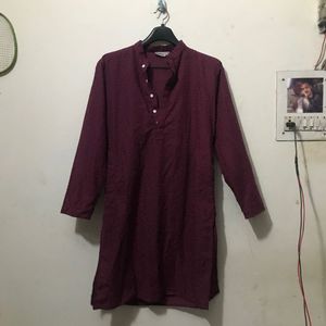 Maroon Textured Kurta